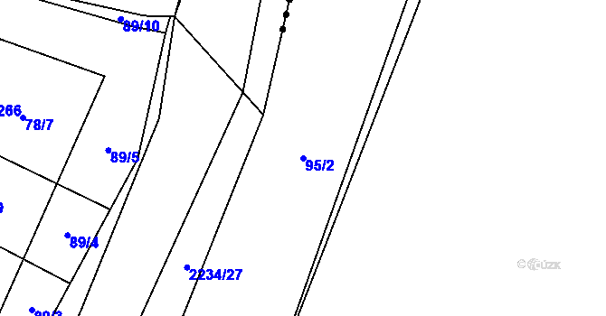 Parcela st. 95/2 v KÚ Komařice, Katastrální mapa