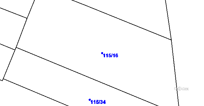 Parcela st. 115/16 v KÚ Komařice, Katastrální mapa
