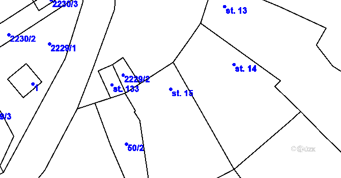 Parcela st. 15 v KÚ Komařice, Katastrální mapa