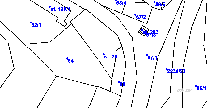 Parcela st. 28 v KÚ Komařice, Katastrální mapa