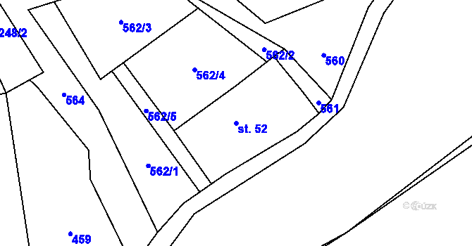 Parcela st. 52 v KÚ Komařice, Katastrální mapa