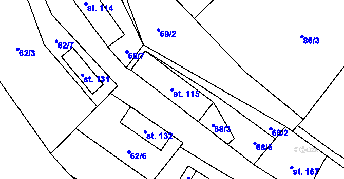 Parcela st. 115 v KÚ Komařice, Katastrální mapa