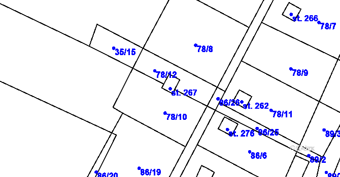 Parcela st. 267 v KÚ Komařice, Katastrální mapa