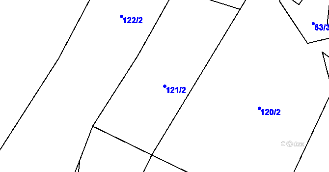 Parcela st. 121/2 v KÚ Komařice, Katastrální mapa