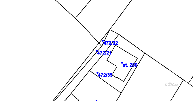 Parcela st. 472/21 v KÚ Komařice, Katastrální mapa
