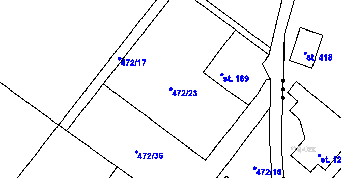 Parcela st. 472/23 v KÚ Komařice, Katastrální mapa