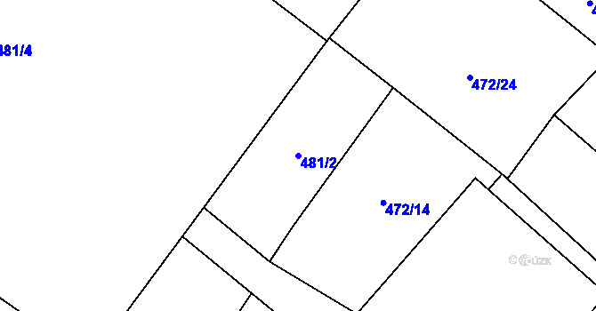 Parcela st. 481/2 v KÚ Komařice, Katastrální mapa