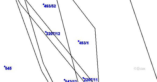 Parcela st. 493/1 v KÚ Komařice, Katastrální mapa