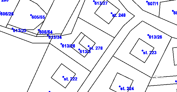 Parcela st. 278 v KÚ Komařice, Katastrální mapa