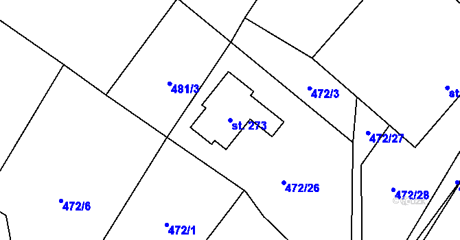 Parcela st. 273 v KÚ Komařice, Katastrální mapa