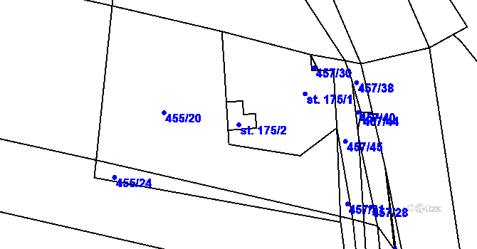 Parcela st. 175/2 v KÚ Komařice, Katastrální mapa