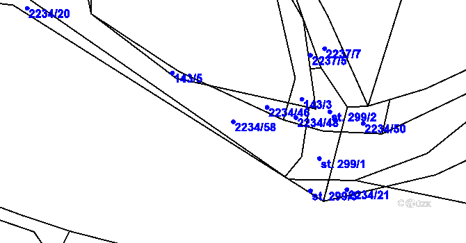 Parcela st. 2234/58 v KÚ Komařice, Katastrální mapa
