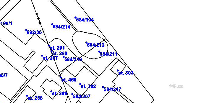 Parcela st. 584/211 v KÚ Komařice, Katastrální mapa