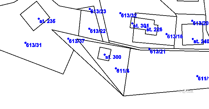 Parcela st. 300 v KÚ Komařice, Katastrální mapa