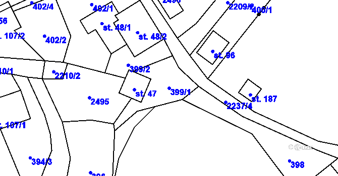Parcela st. 399/1 v KÚ Pašinovice, Katastrální mapa
