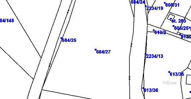 Parcela st. 684/27 v KÚ Pašinovice, Katastrální mapa