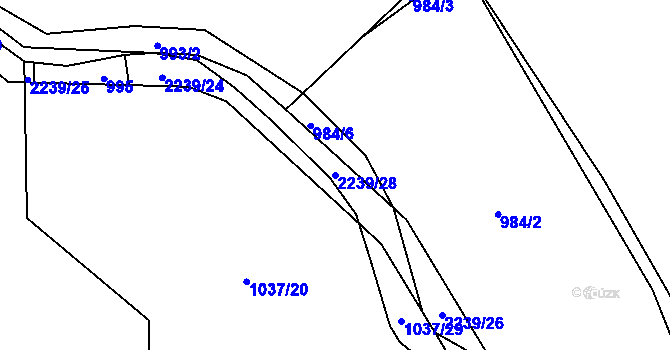 Parcela st. 2239/28 v KÚ Pašinovice, Katastrální mapa
