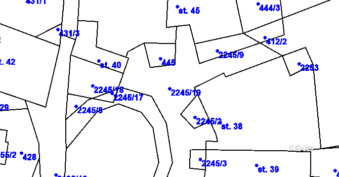 Parcela st. 2245/19 v KÚ Pašinovice, Katastrální mapa