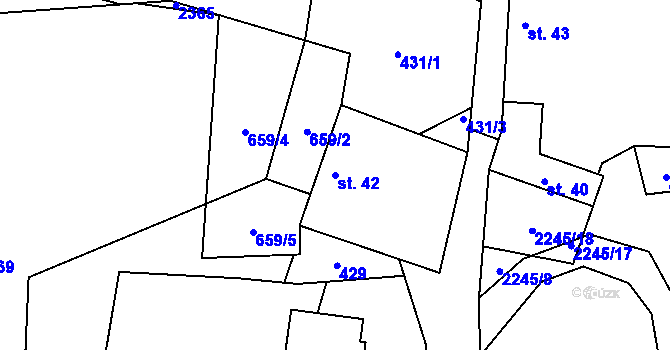 Parcela st. 42 v KÚ Pašinovice, Katastrální mapa