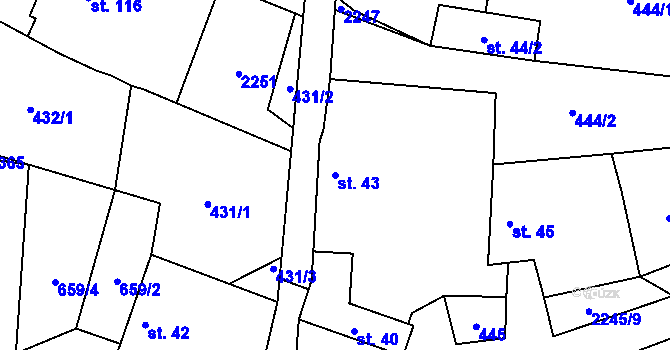 Parcela st. 43 v KÚ Pašinovice, Katastrální mapa