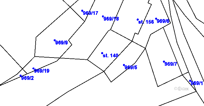 Parcela st. 140 v KÚ Pašinovice, Katastrální mapa