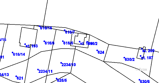 Parcela st. 186 v KÚ Pašinovice, Katastrální mapa