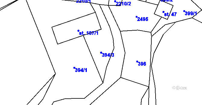 Parcela st. 394/3 v KÚ Pašinovice, Katastrální mapa