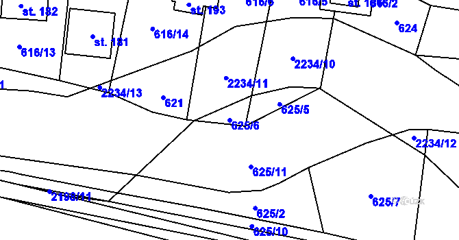 Parcela st. 625/6 v KÚ Pašinovice, Katastrální mapa