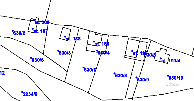 Parcela st. 630/4 v KÚ Pašinovice, Katastrální mapa