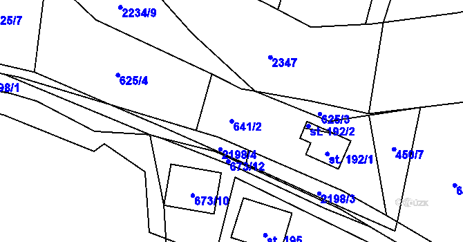 Parcela st. 641/2 v KÚ Pašinovice, Katastrální mapa