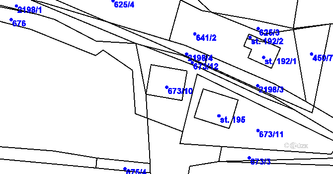 Parcela st. 673/10 v KÚ Pašinovice, Katastrální mapa