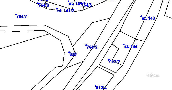 Parcela st. 764/5 v KÚ Pašinovice, Katastrální mapa