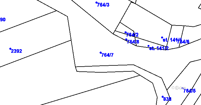 Parcela st. 764/7 v KÚ Pašinovice, Katastrální mapa