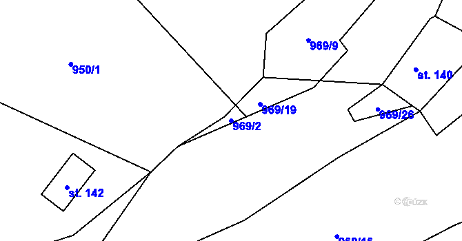 Parcela st. 969/2 v KÚ Pašinovice, Katastrální mapa