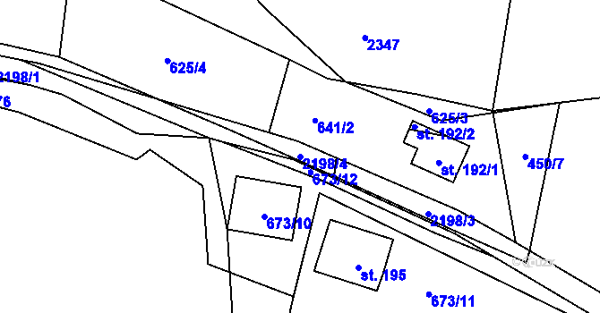 Parcela st. 2198/4 v KÚ Pašinovice, Katastrální mapa