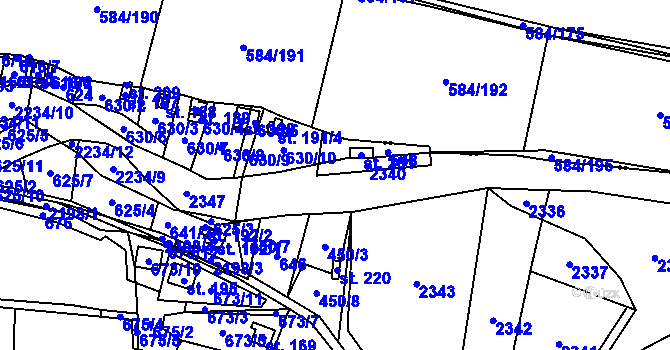 Parcela st. 2234/7 v KÚ Pašinovice, Katastrální mapa