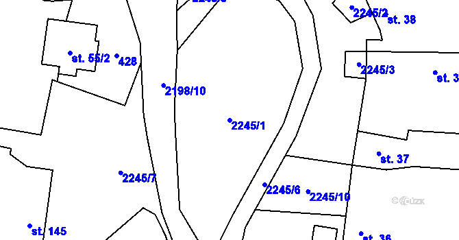 Parcela st. 2245/1 v KÚ Pašinovice, Katastrální mapa
