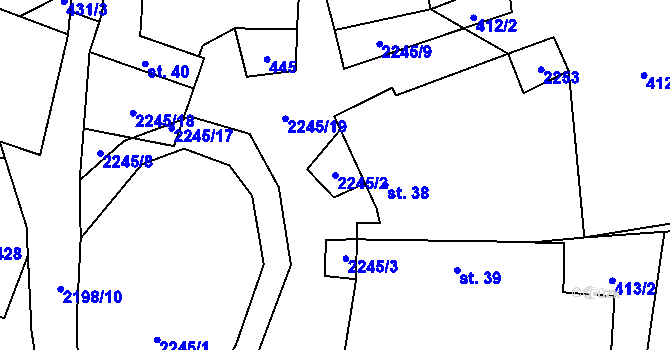 Parcela st. 2245/2 v KÚ Pašinovice, Katastrální mapa