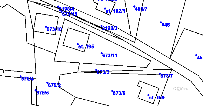 Parcela st. 673/11 v KÚ Pašinovice, Katastrální mapa