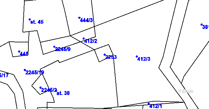 Parcela st. 2253 v KÚ Pašinovice, Katastrální mapa