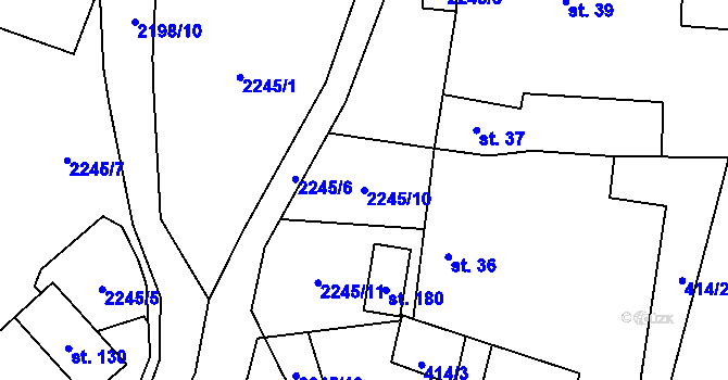 Parcela st. 2245/10 v KÚ Pašinovice, Katastrální mapa