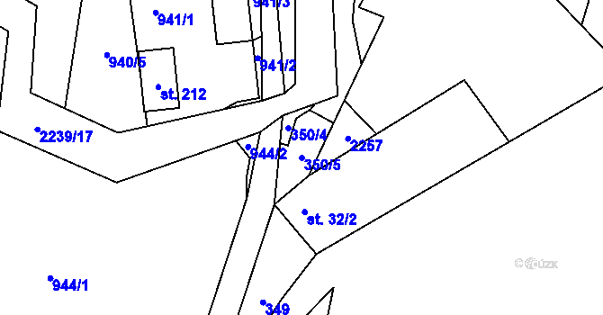 Parcela st. 350/5 v KÚ Pašinovice, Katastrální mapa