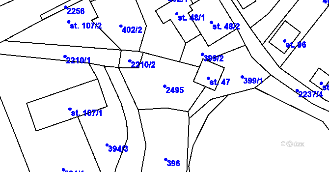 Parcela st. 2495 v KÚ Pašinovice, Katastrální mapa