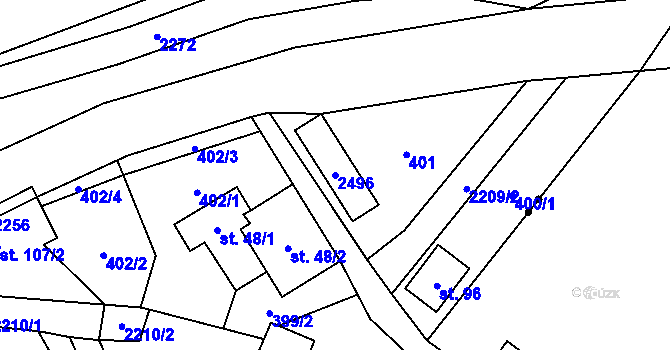 Parcela st. 2496 v KÚ Pašinovice, Katastrální mapa