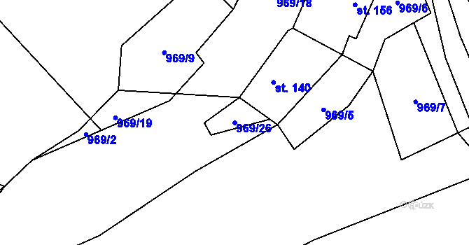 Parcela st. 969/26 v KÚ Pašinovice, Katastrální mapa