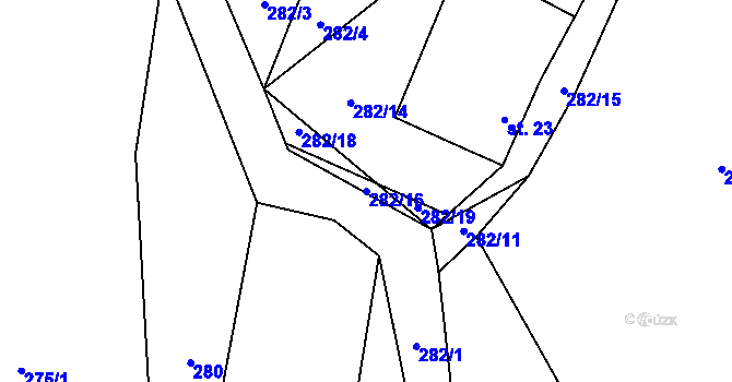 Parcela st. 282/16 v KÚ Sedlo u Komařic, Katastrální mapa