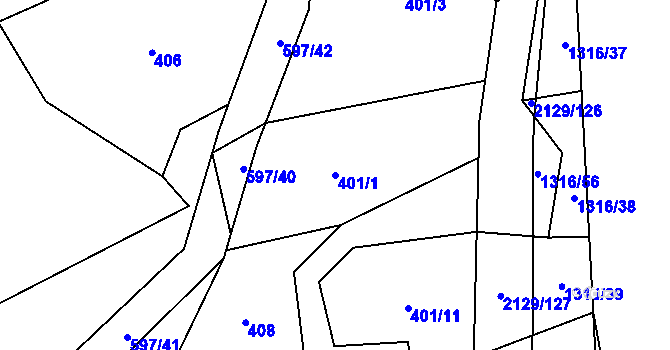Parcela st. 401/1 v KÚ Sedlo u Komařic, Katastrální mapa
