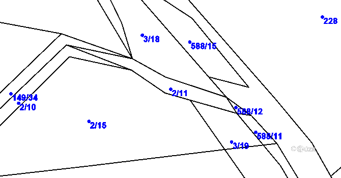 Parcela st. 2/11 v KÚ Sedlo u Komařic, Katastrální mapa