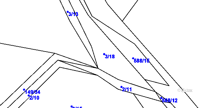 Parcela st. 3/18 v KÚ Sedlo u Komařic, Katastrální mapa