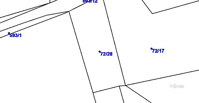 Parcela st. 72/28 v KÚ Sedlo u Komařic, Katastrální mapa